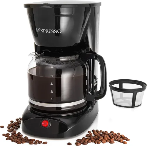 Vista 8 de Mixpresso Cafetera de Goteo de Café (6 Tazas), Negro Glass Carafe Coffee Machine with Auto-Off, Anti-Drip, Water Window and Easy On/Off Switch for