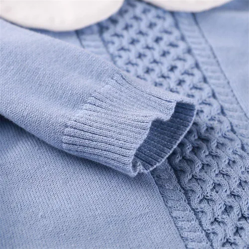 Vista 4 de Mameluco de punto con cuello de Peter Pan para bebé, ropa de una sola pieza, overol de ropa de bebé