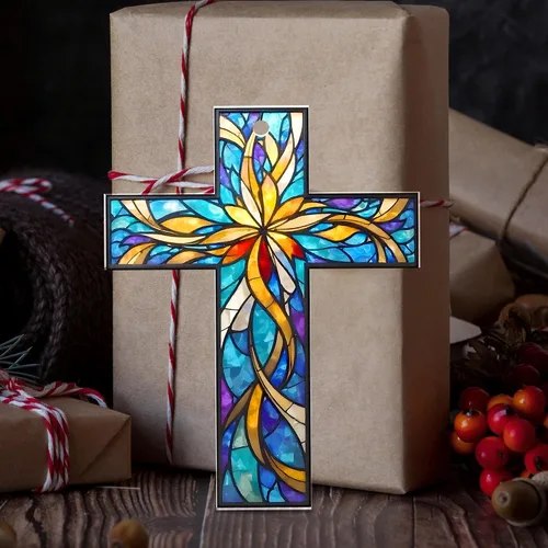 Vista 8 de FLAGWIX Regalos Cristianos de Navidad para Mujeres Fe - Adornos Acrílicos 2025 para Decoraciones de Árbol - Adorno de Cruz de Navidad, Regalos
