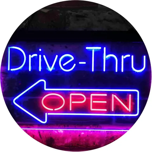 Vista 10 de ADVPRO Drive Thru Open Flecha Izquierda Señal de neón LED de doble color, azul y rojo, 24 x 16 pulgadas st6s64-i3827-br