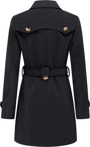 Vista 2 de wantdo - Chaquetón con doble botonadura para mujer, gabardina para invierno de largo medio con cinturón