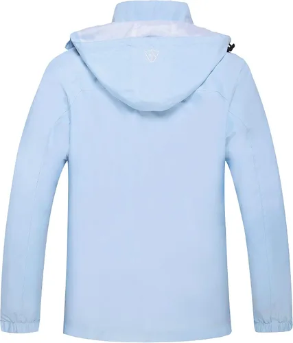 Vista 2 de GIISAM Chaqueta impermeable para mujer, ligera, resistente al viento, cremallera completa, para otoño, rompevientos con capucha, Marrón