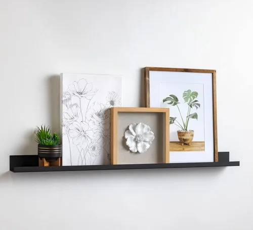 Vista 13 de Infinite Design - Estante flotante de metal de 24 pulgadas Moderno repisa de acero con recubrimiento en polvo negro, fabricado en Estados Unidos