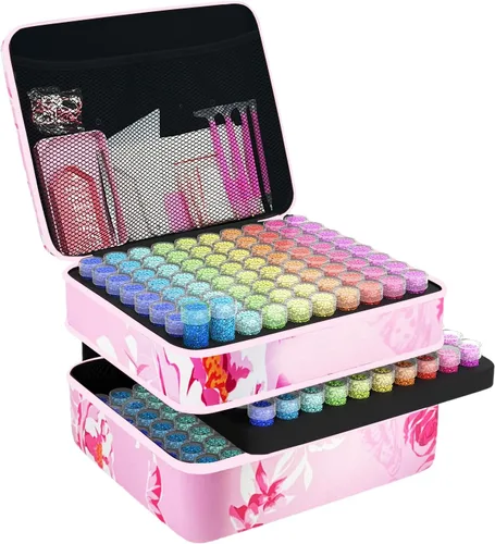 Vista 15 de Contenedores de almacenamiento de pintura de diamantes, 30 ranuras para accesorios de pintura de diamantes y herramientas para estuche organizador