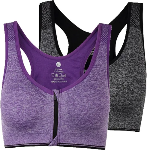 Vista 22 de Brasier deportivo o para yoga con cierre frontal de ganchos y cremallera para mujer