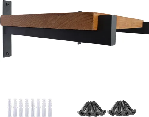 Vista 9 de OVOV 2 Piezas Soportes de Estante de Acero Resistente Montados en Pared Soportes de Estante de Metal Industrial Negro Mate 6 Pulgadas