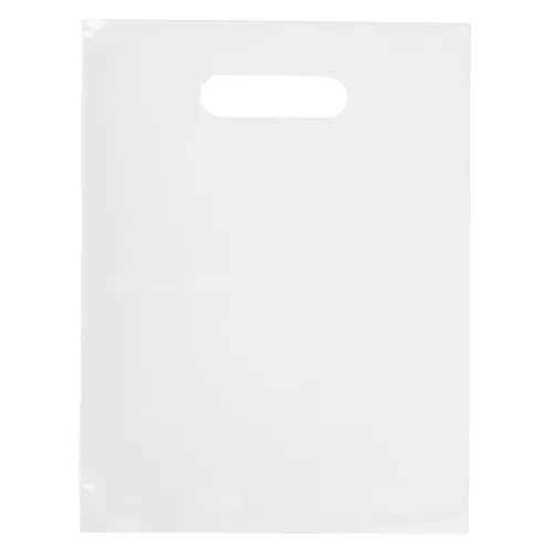 Vista 4 de Bolsa de plástico para mercancía con mango troquelado, tamaño de 9 x 12 pulgadas, bolsa de 2 mil, paquete de 100, colores surtidos Variado