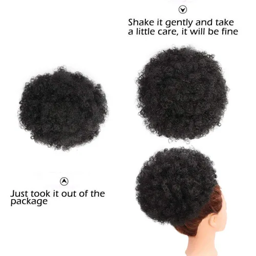 Vista 6 de AISI QUEENS Cola de caballo afro extra grande con cordón para mujeres, gran moño de cabello afro rizado y kinky sintético, postizos de cabello