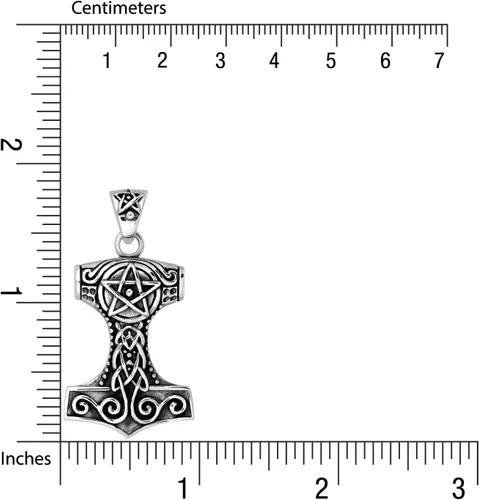 Vista 3 de WithLoveSilver - Colgante de plata de ley 925 con amuleto vikingo de martillo de Thor Mjolnir, Plata esterlina