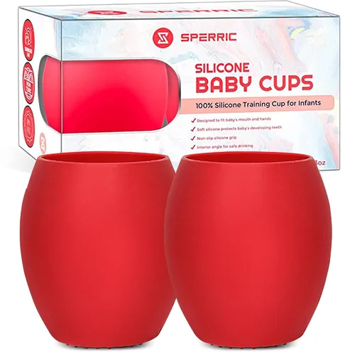 Vista 7 de Taza de silicona para bebé, taza de entrenamiento para niños pequeños, taza abierta para el destete LED de bebé, paquete de 2 tazas para bebés sin