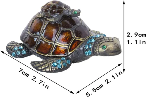 Vista 2 de YU FENG Figuras de tortuga para madre y bebé, cajas de joyería con bisagras coleccionables