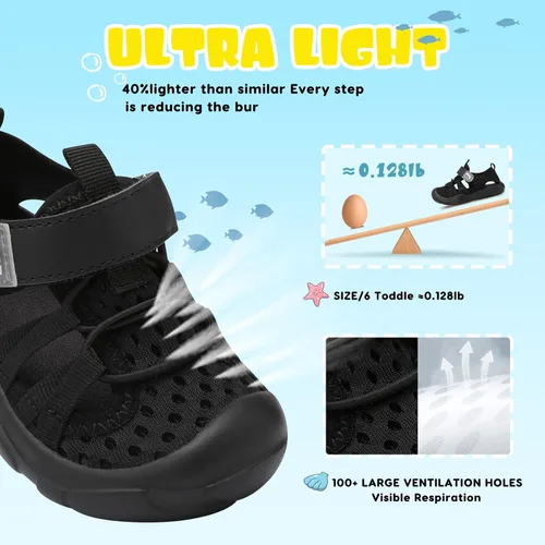 Vista 2 de JOINFREE - Zapatos de agua para niños y niñas, transpirables, de secado rápido, sandalias deportivas para la playa, ligeras, flexibles y para ir