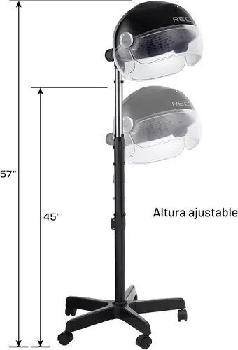 Vista 6 de RED by Kiss 3000 Secador de cerámica con capucha y soporte ajustable con temporizador digital, altura ajustable, ruedas de 360°, 3 configuraciones