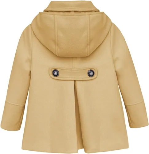 Vista 8 de rrhss Abrigo formal con botones para niñas pequeñas, chaqueta de lana con capucha para otoño e invierno