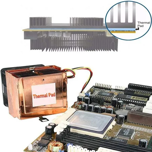 Vista 3 de Almohadilla térmica, 3.937 x 3.937 x 0.020 in, altamente eficiente, 6.0 W/mK, almohadilla de silicona aislada resistente al calor para IC SSD CPU