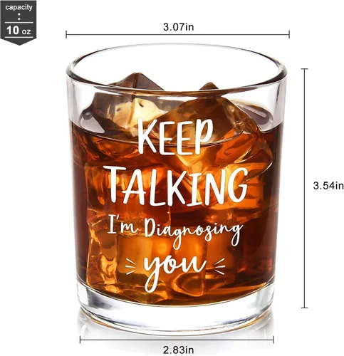 Vista 6 de Futtumy Vaso de whisky divertido – Keep Talking I'm Diagnosing You, divertidos regalos de Navidad de cumpleaños de elefante blanco, regalos