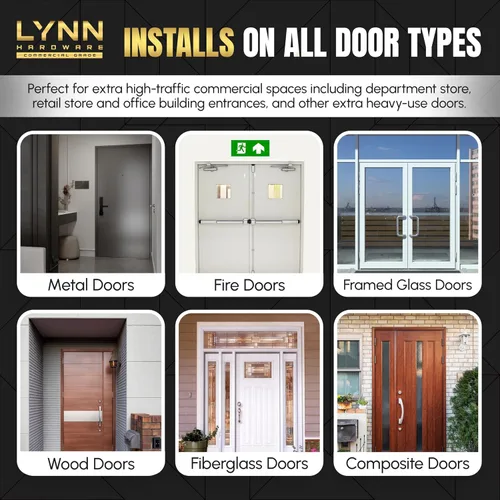 Vista 2 de LYNN HARDWARE Cierrapuertas automático extra resistente de servicio pesado (plateado) - Grado comercial, elección de contratistas, velocidad