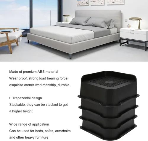 Vista 3 de 4PCS Bed Risers 2 inch, 3 inch, 4 inch Heavy Duty, Adjustable Stackable L Shape Furniture Riser for Table Desk Couch Sofa Chair Recliner Leg Frame