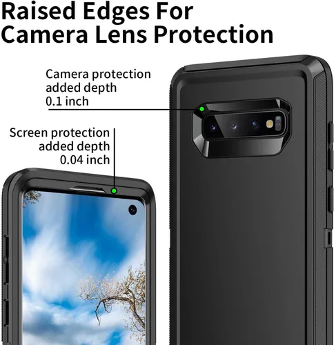 Vista 4 de Funda para Galaxy S10, [sin protector de pantalla] resistente a prueba de golpes, polvo y caídas, 3 capas de protección completa del cuerpo, funda