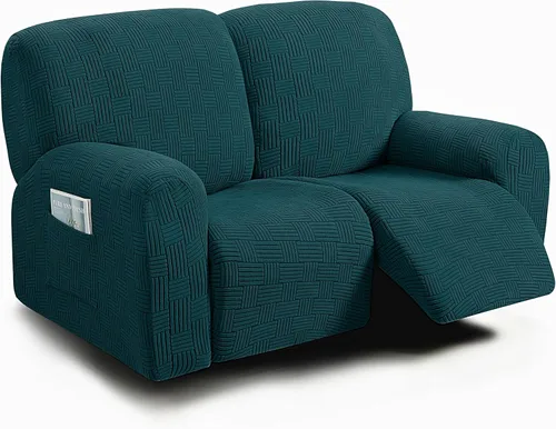 Vista 18 de ULTICOR - Juego de 8 fundas para sofá reclinable de jacquard, fundas elásticas para sofá reclinable para 3 cojines, gruesas, suaves, lavables
