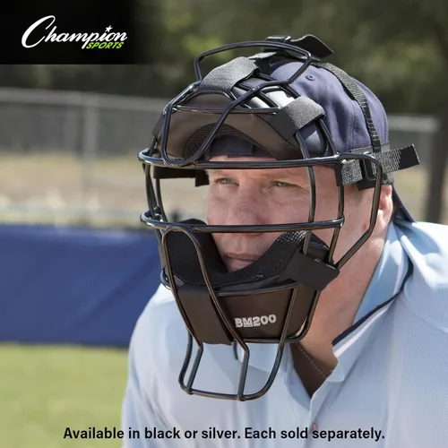 Vista 6 de Champion Sports Ultra Lightweight Umpire Face Mask – Baseball & Softball Umpire Equipment, Steel Frame, Leather Padding