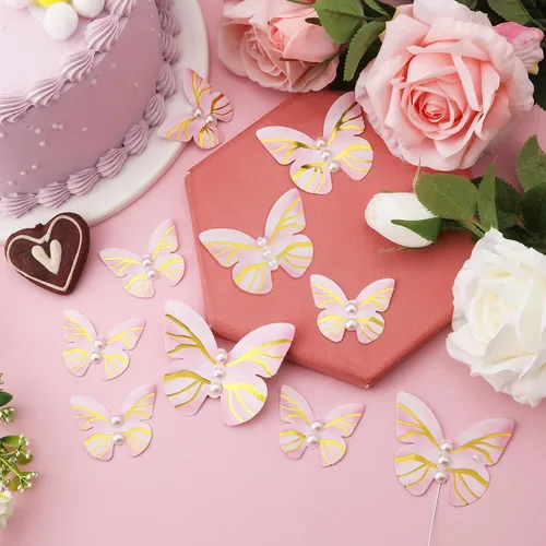 Vista 7 de Velas de números de cumpleaños, velas de números con purpurina de 2.95 pulgadas con complemento de mariposa, velas de números rosas con lentejuelas
