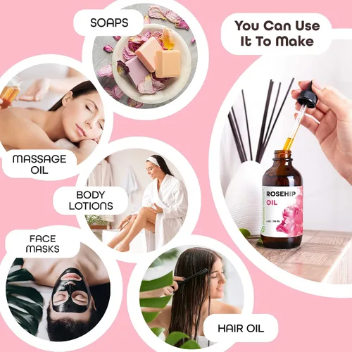 Vista 3 de Premium Nature Aceite de rosa mosqueta para la cara para mujeres, semilla de rosa mosqueta puro prensado en frío sin refinar para el cabello