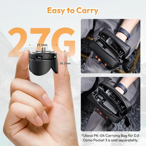 Vista 4 de ULANZI PK-08 Mini Trípode de Bolsillo para DJI Osmo Pocket 3, Trípode Mini Multiusos con Tornillo de Montaje de 1/4' para Insta360 X5 X4 X3