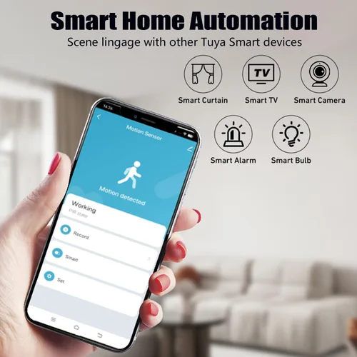 Vista 4 de Sensor de movimiento PIR inteligente: detector de movimiento WiFi con alertas de notificación de aplicaciones, sensor de contacto inalámbrico