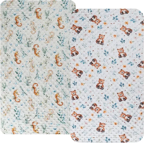 Vista 20 de Dot - Juego de sábanas para moisés, paquete de 2 sábanas elásticas ajustables para cuna, ultra suaves, ajuste universal, almohadilla rectangular