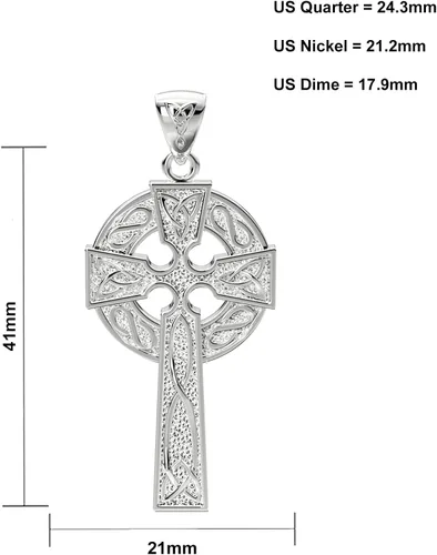 Vista 4 de US Jewels Colgante de plata de ley 925 de 1.625 pulgadas con nudo celta irlandés con acabado pulido, Plata esterlina, No es una piedra preciosa