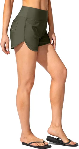 Vista 3 de Traje de baño para mujer con bolsillos, cintura alta, control de abdomen, traje de baño con forro