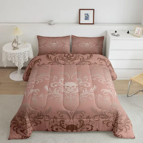Vista 32 de Erosebridal Juego de ropa de cama damascada gótica para adultos, juego de edredón victoriano antiguo, edredón floral vintage gótico con diseño