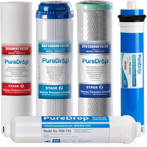 Vista 8 de PureDrop PDR-F8U 50 GPD Filtro de agua de ósmosis inversa Cartuchos de repuesto de 1 año para sistema de filtración de agua RO de 6 etapas RTW5U