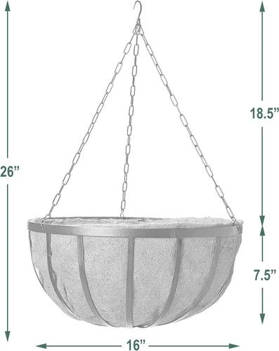 Vista 5 de Arcadia Garden Products 1592 Solstice Series - Cesta colgante de coco de 16 pulgadas