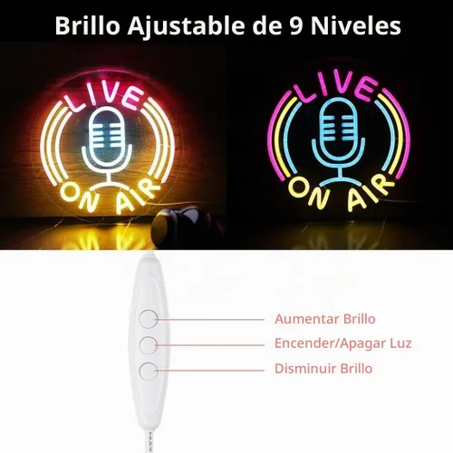 Vista 4 de Homaisson ON AIR - Letrero de neón con micrófono en aire, señal de advertencia alimentada por USB, luz LED, letrero de neón LED para montaje
