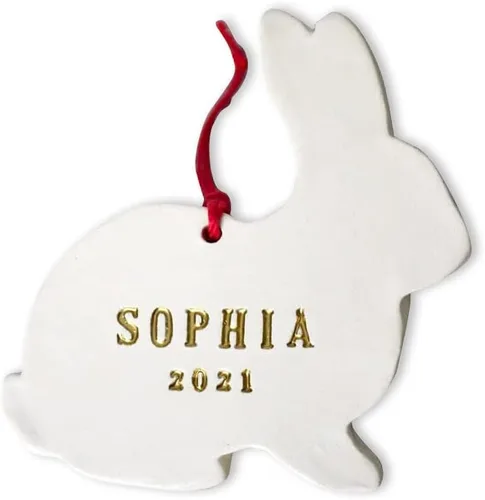 Vista 2 de Personalized Bunny Ornament 2025, Rabbit Christmas Ornament, First Christmas Ornament, Baby Ornament, Child Ornament, Holiday Gift