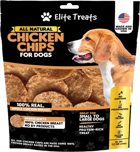 Vista 6 de Chips de molleja de pollo: golosinas de entrenamiento naturales para perros, hechas en Estados Unidos, un solo ingrediente, golosinas saludables
