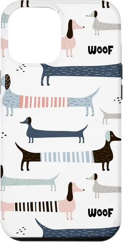 Vista 26 de Dachshund Weenie Weiner Dog - Carcasa para iPhone 17, diseño azul, rosa y blanco