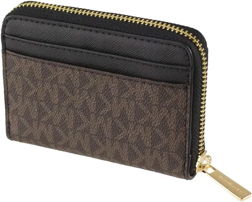 Vista 4 de Michael Kors Jet Set - Estuche para tarjetas con cremallera y logotipo de viaje MarrónNegro