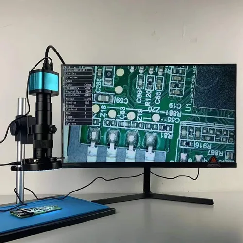 Vista 7 de Kit de microscopio 48MP 4K HDMI USB Cámara de microscopio de video digital monocular industrial 120X 180X 300X Zoom Lente de montaje en C