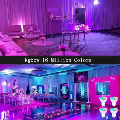 Vista 6 de Bombillas LED inteligentes GU10 regulables con cambio de color, foco GU10 RGB, foco LED WiFi y Bluetooth compatible con Alexa Google, 16 millones