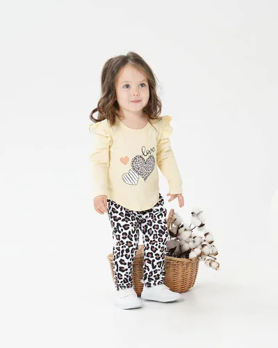 Vista 2 de Conjunto de ropa de bebé para niña pequeña camisa de manga larga con volantes pantalón floral para otoño e invierno