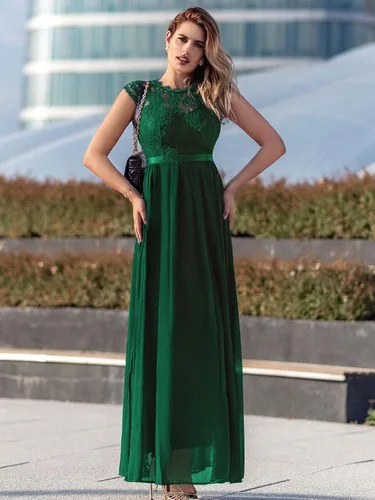 Vista 3 de Miusol - Maxi vestido floral con encaje para fiesta de noche y uso formal para mujer