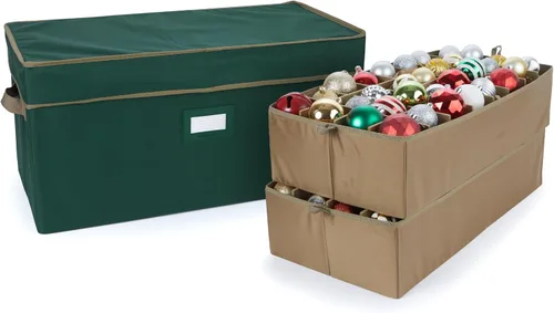 Vista 34 de Covermates Keepsakes – Caja de almacenamiento ajustable de 72 piezas – Capacidad para adornos de 4 pulgadas – Resistente – Asas – apilables