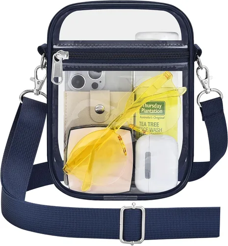 Vista 9 de Bolso transparente Slumou para eventos en estadios - Bolso pequeño, mini bolsos de mensajero para fanáticos de deportes para conciertos, trabajo