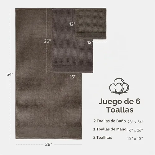Vista 6 de Madison Park Spa Waffle - Juego de toallas de lujo 100% algodón, tejido de gofre de textura premium, altamente absorbente, secado rápido, ropa