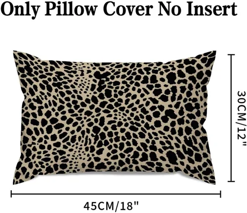 Vista 2 de Fundas de almohada con estampado de leopardo y guepardo negro y marrón, 12 x 18 pulgadas, fundas de cojín de granja para sofá, sala de estar