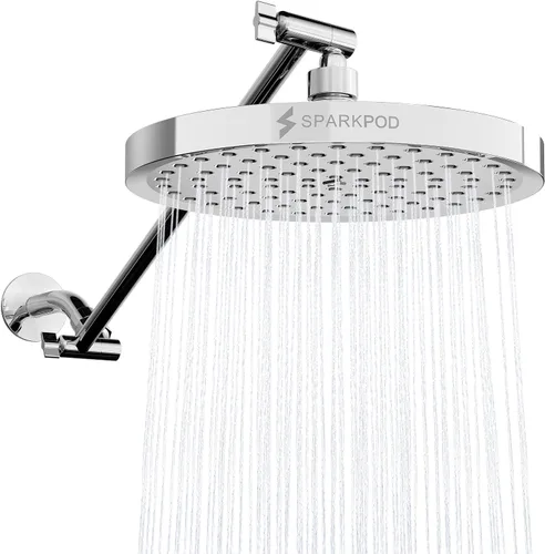 Vista 15 de SparkPod Cabezal de Ducha de Lluvia Redondo con Brazo de Extensión - Cabezal de Ducha de Altura Ajustable con Rendimiento de Alta Presión