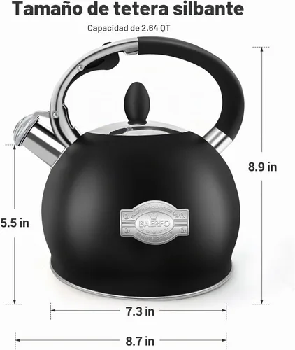 Vista 7 de Hervidor de té de acero inoxidable, tetera de té, tetera silbante vintage para estufa, duradera y resistente al óxido, con un soporte para olla